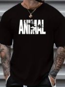 ANIMAL Desen Baskı Erkek Oversive Tişört, Grafik Tişört Erkek Yazlık Outdoor Kıyafetleri, Sporda Ve Günlük Giyime Uygun  - Siyah resmi